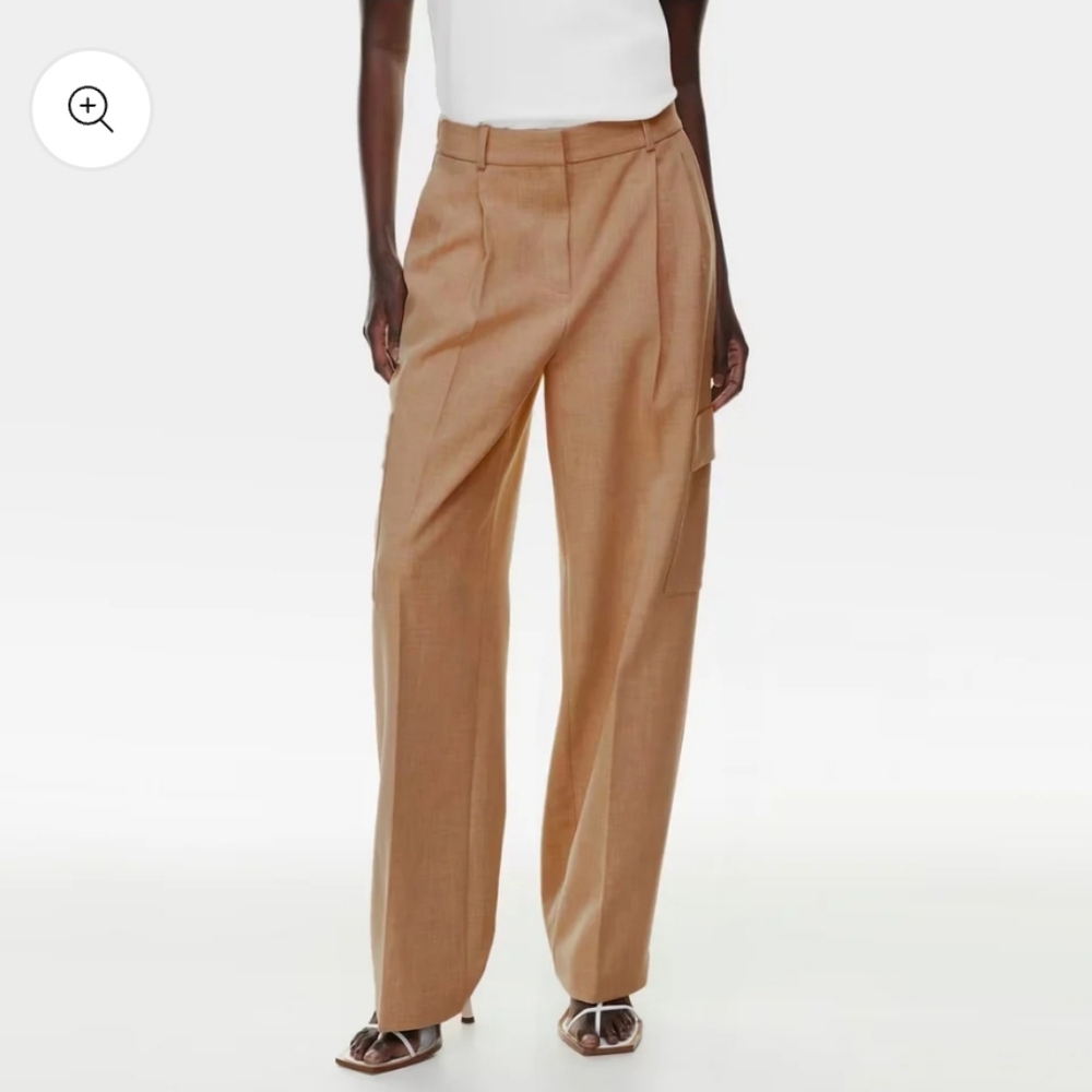 NWT Babaton Bader Wide-Leg Cargo Trousers in Camel Brown